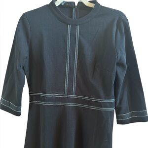 Homeyee Black‎ Women’s Swing Dress Size Large White Piping Businesses Attire